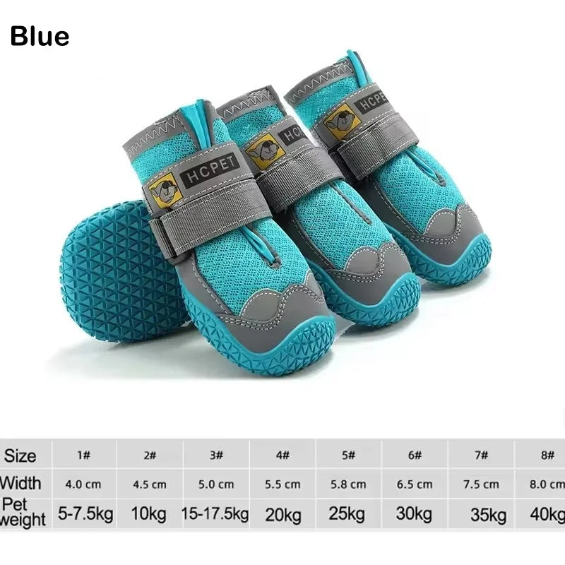 4Pcs/Set Dog Shoes for Large Dogs Breathable Professional Outdoor Dog Shoes Anti-Slip Durable Pet Shoes for Hiking Rubber Sole
