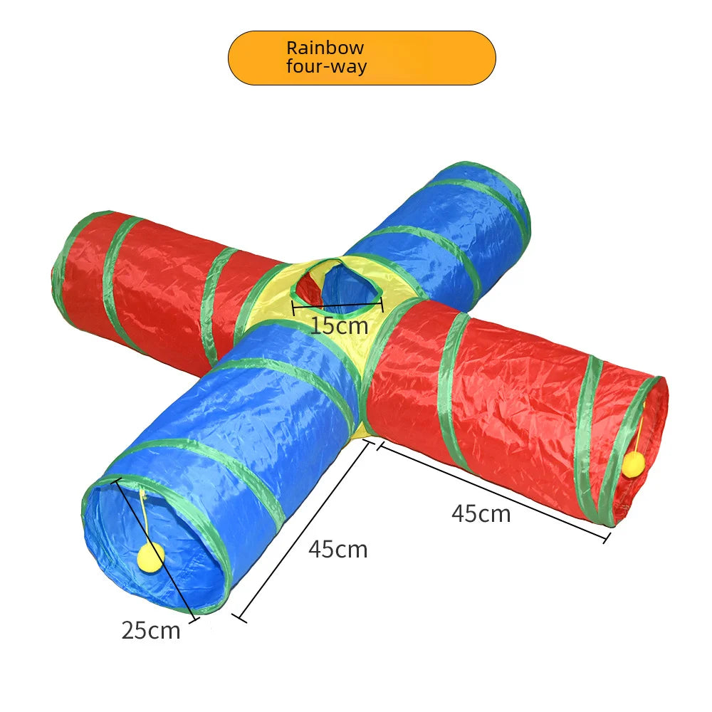 650g Rainbow Cat Toy Tunnel Playground Cats Scratching Running Interactive Teaser Toy Kittens Adult Cats