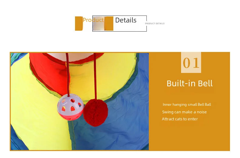 650g Rainbow Cat Toy Tunnel Playground Cats Scratching Running Interactive Teaser Toy Kittens Adult Cats