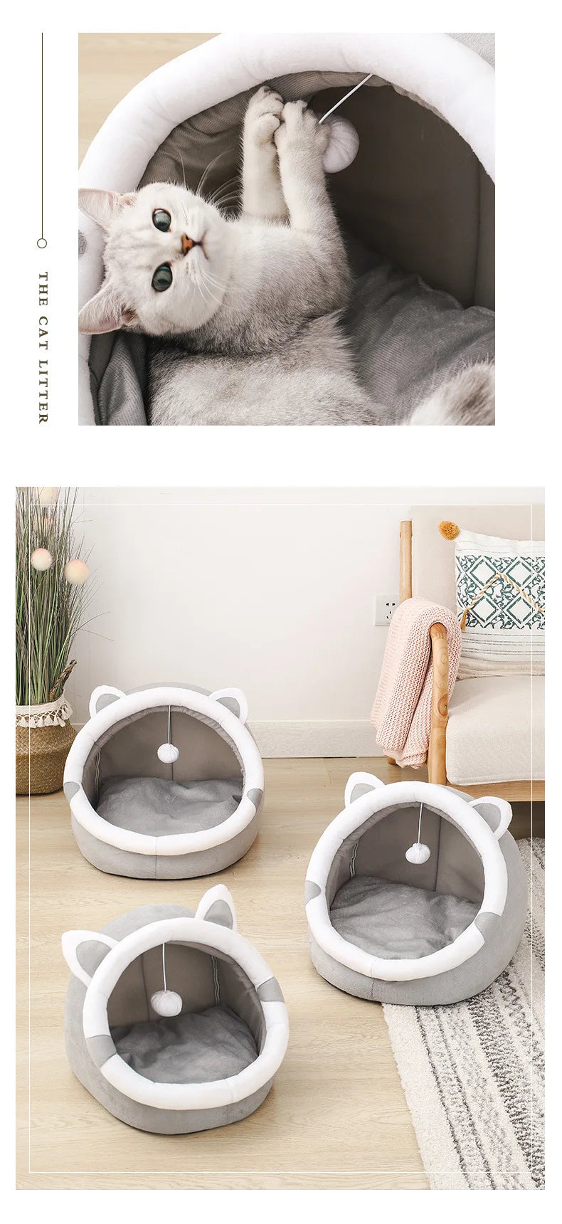 Cama Aconchegante para Gatos e Cães Pequenos – Tipo Cestinha Lavável