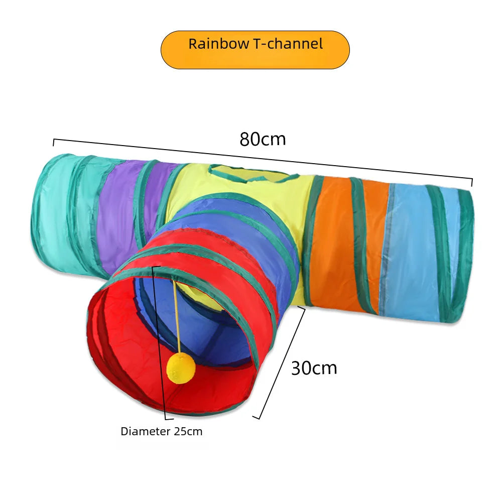 650g Rainbow Cat Toy Tunnel Playground Cats Scratching Running Interactive Teaser Toy Kittens Adult Cats