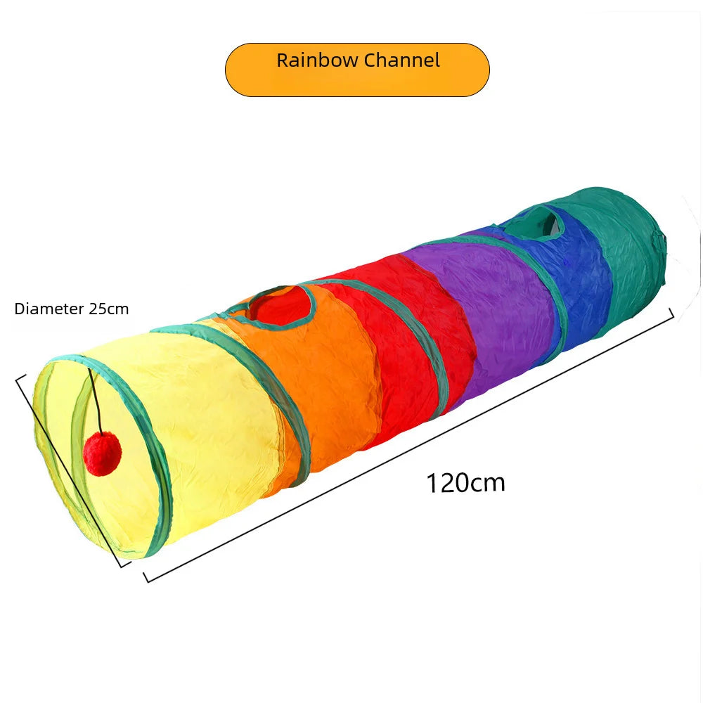 650g Rainbow Cat Toy Tunnel Playground Cats Scratching Running Interactive Teaser Toy Kittens Adult Cats