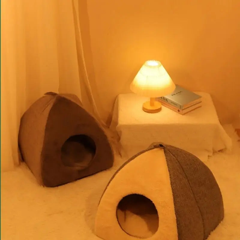 Cat Cave Warm Bed for Indoor Cat Washable Soft Beds Tent House for Puppy Small Dogs Non Slip Bottom