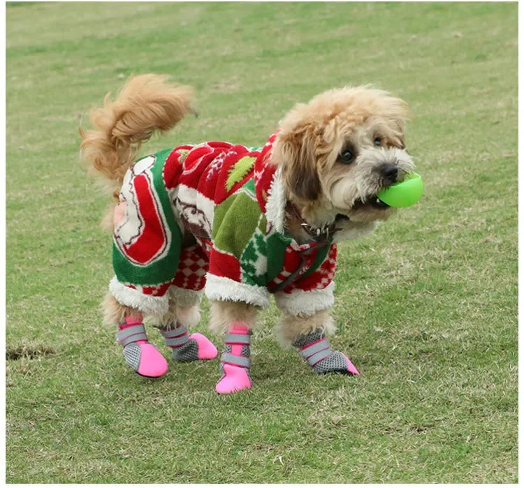 4Pcs/Set Dog Shoes for Large Dogs Breathable Professional Outdoor Dog Shoes Anti-Slip Durable Pet Shoes for Hiking Rubber Sole