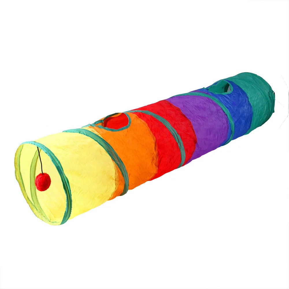 650g Rainbow Cat Toy Tunnel Playground Cats Scratching Running Interactive Teaser Toy Kittens Adult Cats