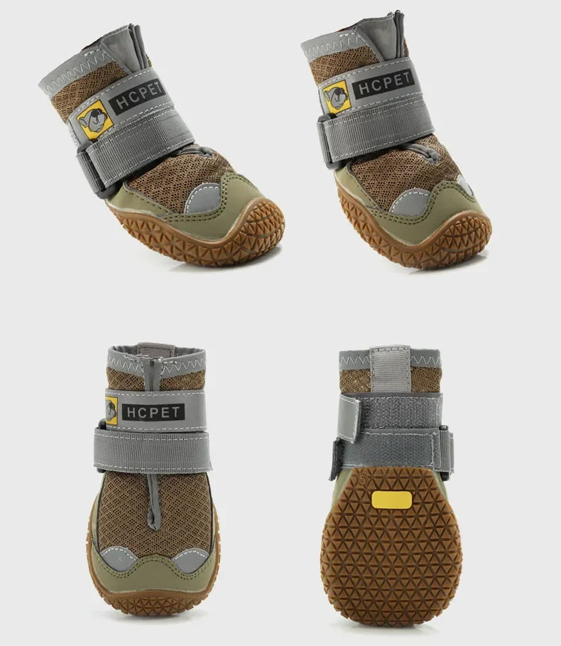 4Pcs/Set Dog Shoes for Large Dogs Breathable Professional Outdoor Dog Shoes Anti-Slip Durable Pet Shoes for Hiking Rubber Sole