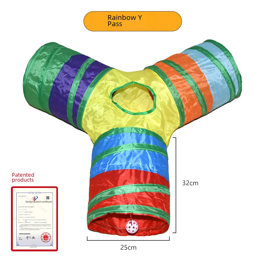 650g Rainbow Cat Toy Tunnel Playground Cats Scratching Running Interactive Teaser Toy Kittens Adult Cats