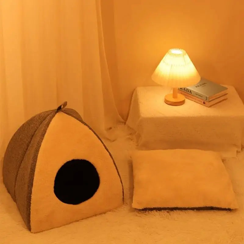 Cat Cave Warm Bed for Indoor Cat Washable Soft Beds Tent House for Puppy Small Dogs Non Slip Bottom