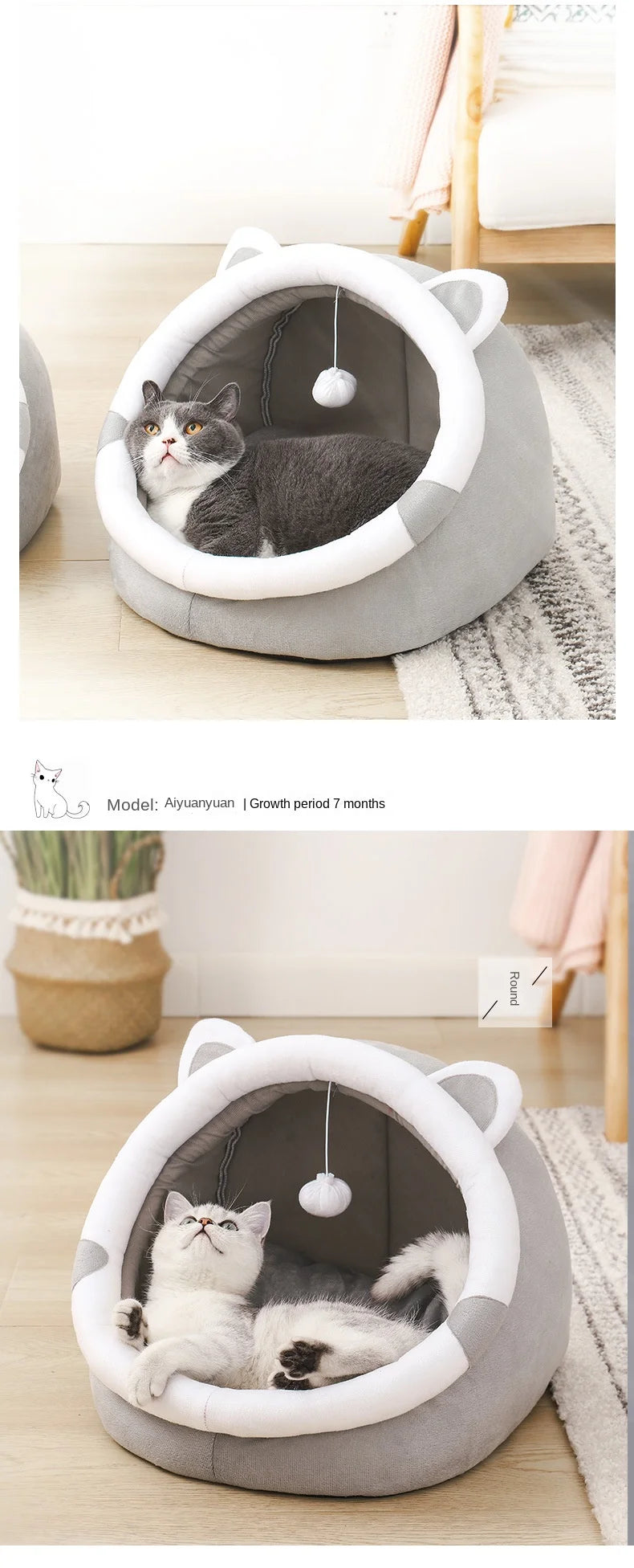 Cama Aconchegante para Gatos e Cães Pequenos – Tipo Cestinha Lavável