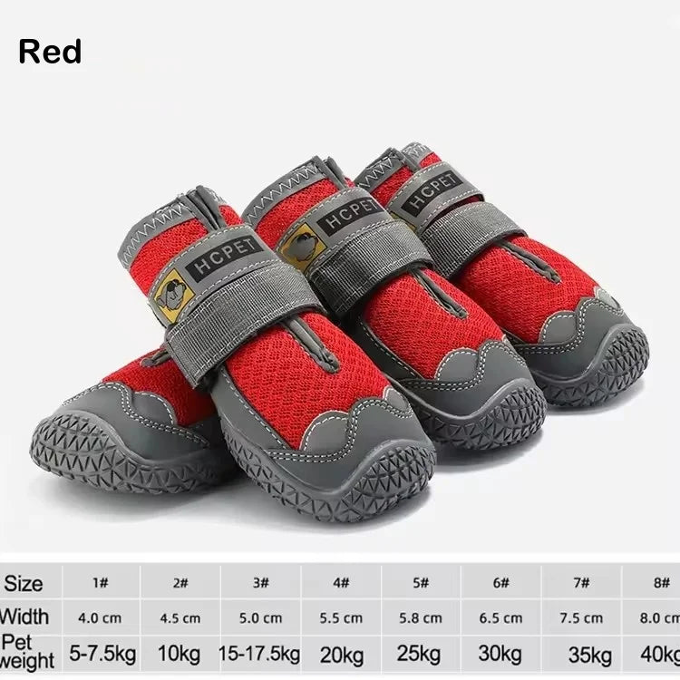 4Pcs/Set Dog Shoes for Large Dogs Breathable Professional Outdoor Dog Shoes Anti-Slip Durable Pet Shoes for Hiking Rubber Sole