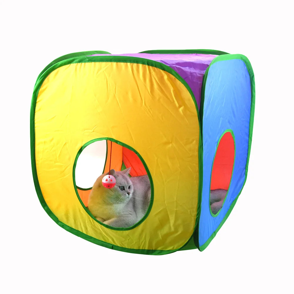 650g Rainbow Cat Toy Tunnel Playground Cats Scratching Running Interactive Teaser Toy Kittens Adult Cats