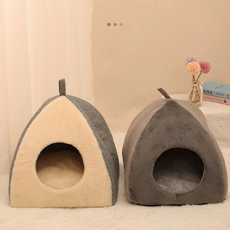 Cat Cave Warm Bed for Indoor Cat Washable Soft Beds Tent House for Puppy Small Dogs Non Slip Bottom