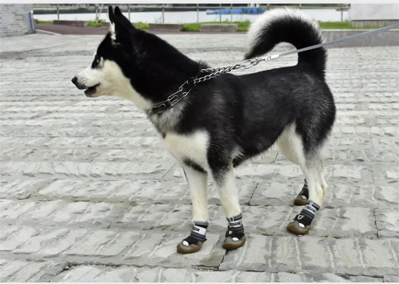4Pcs/Set Dog Shoes for Large Dogs Breathable Professional Outdoor Dog Shoes Anti-Slip Durable Pet Shoes for Hiking Rubber Sole