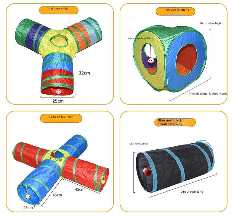 650g Rainbow Cat Toy Tunnel Playground Cats Scratching Running Interactive Teaser Toy Kittens Adult Cats