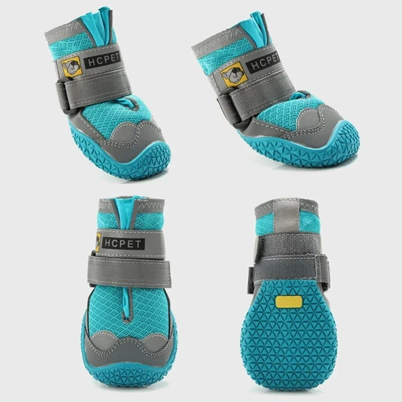 4Pcs/Set Dog Shoes for Large Dogs Breathable Professional Outdoor Dog Shoes Anti-Slip Durable Pet Shoes for Hiking Rubber Sole