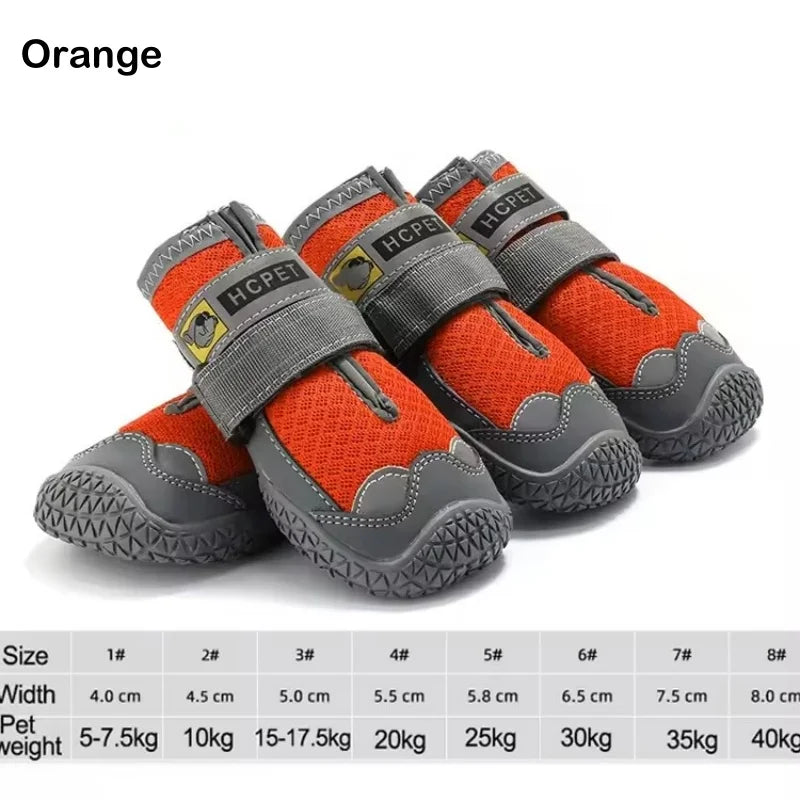 4Pcs/Set Dog Shoes for Large Dogs Breathable Professional Outdoor Dog Shoes Anti-Slip Durable Pet Shoes for Hiking Rubber Sole