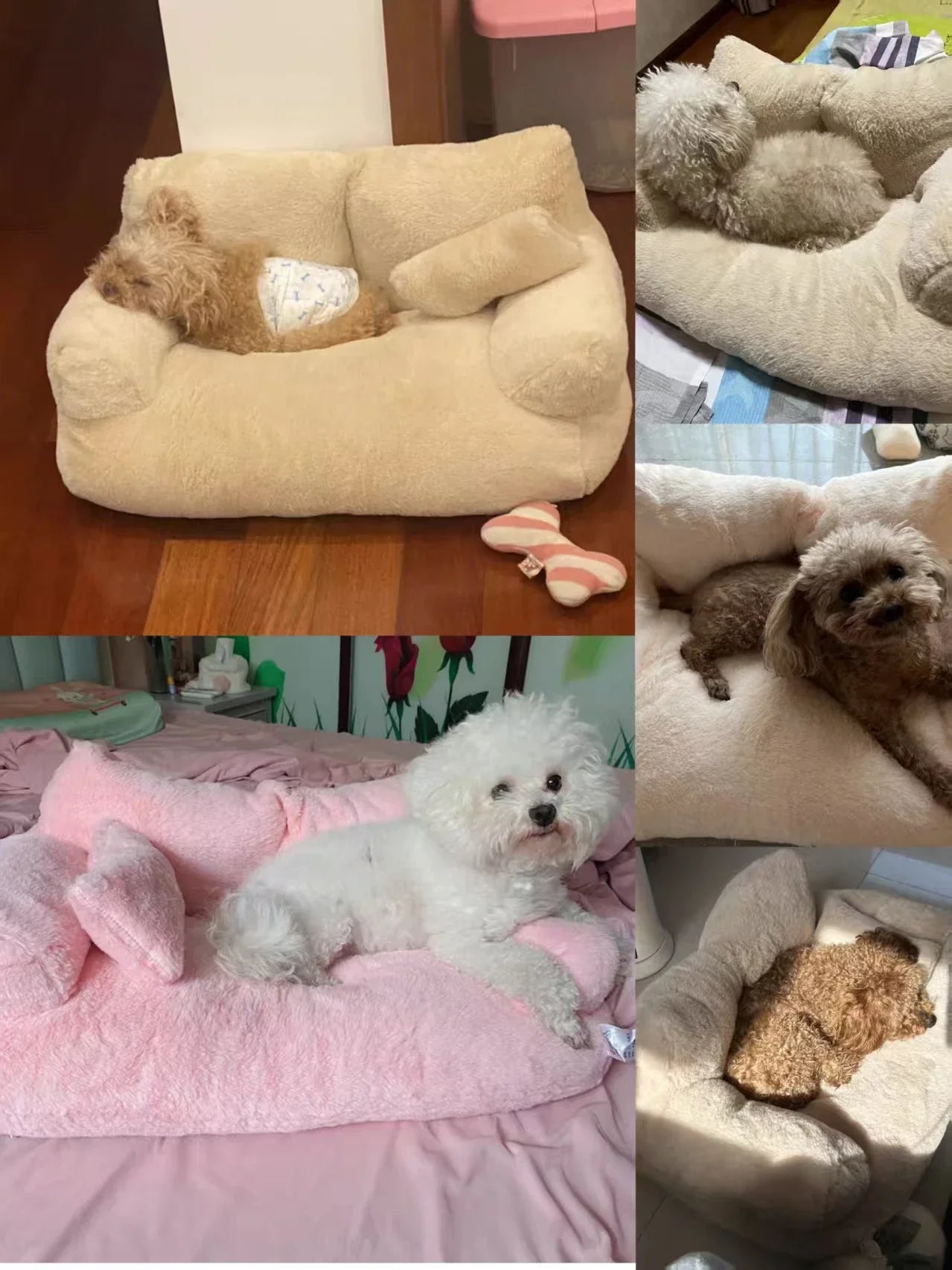 Universal Pet Bed for Winter Warm Cat Litter Sofa Bed Cushion Dog Kennel Large Supplies cat bed 【Send pillows】