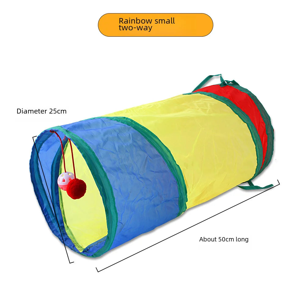 650g Rainbow Cat Toy Tunnel Playground Cats Scratching Running Interactive Teaser Toy Kittens Adult Cats