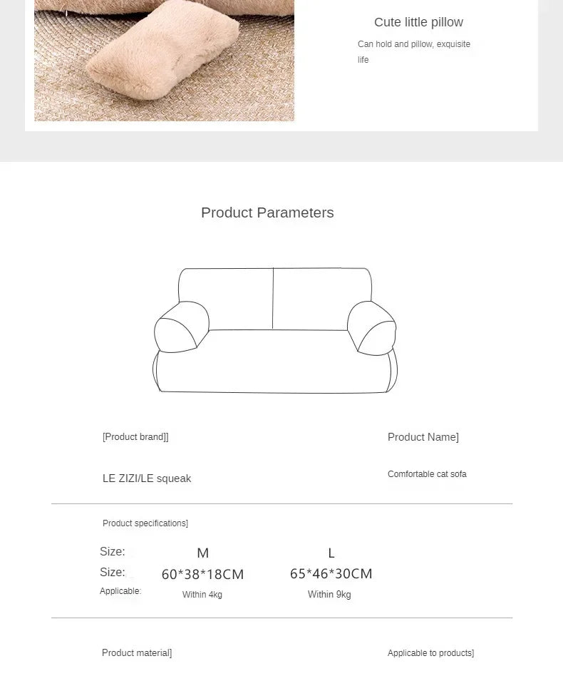 Universal Pet Bed for Winter Warm Cat Litter Sofa Bed Cushion Dog Kennel Large Supplies cat bed 【Send pillows】