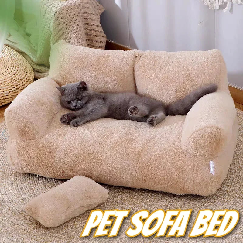 Universal Pet Bed for Winter Warm Cat Litter Sofa Bed Cushion Dog Kennel Large Supplies cat bed 【Send pillows】