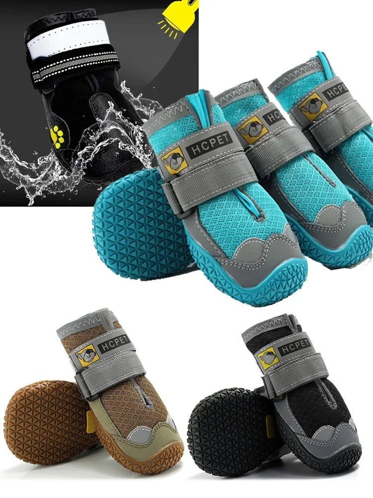 4Pcs/Set Dog Shoes for Large Dogs Breathable Professional Outdoor Dog Shoes Anti-Slip Durable Pet Shoes for Hiking Rubber Sole