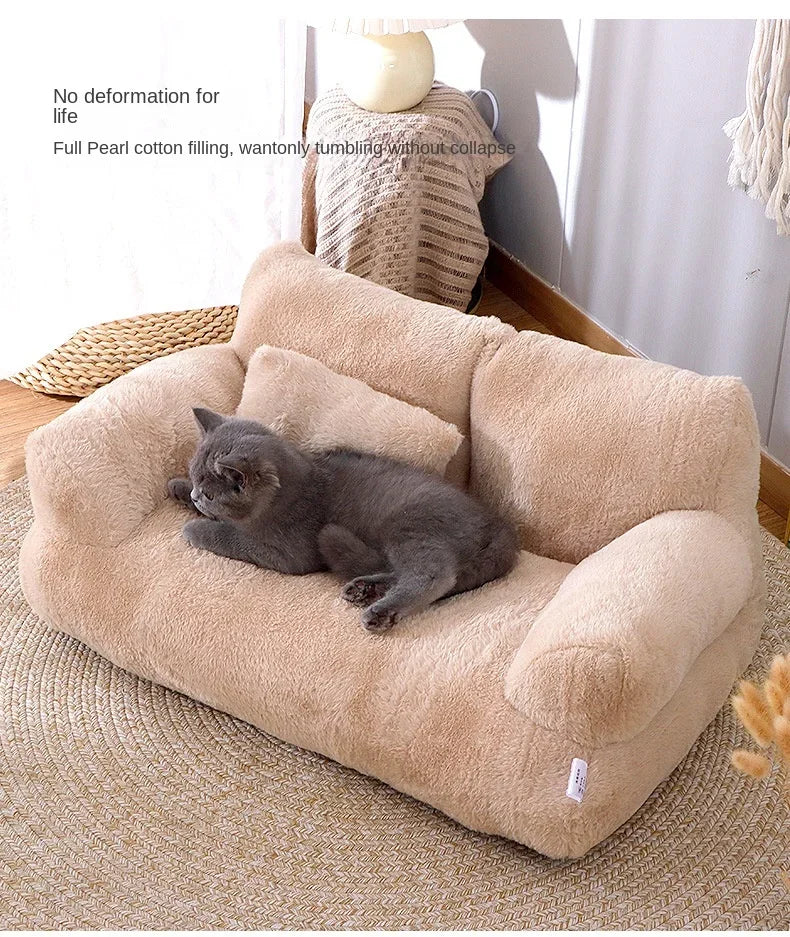 Universal Pet Bed for Winter Warm Cat Litter Sofa Bed Cushion Dog Kennel Large Supplies cat bed 【Send pillows】