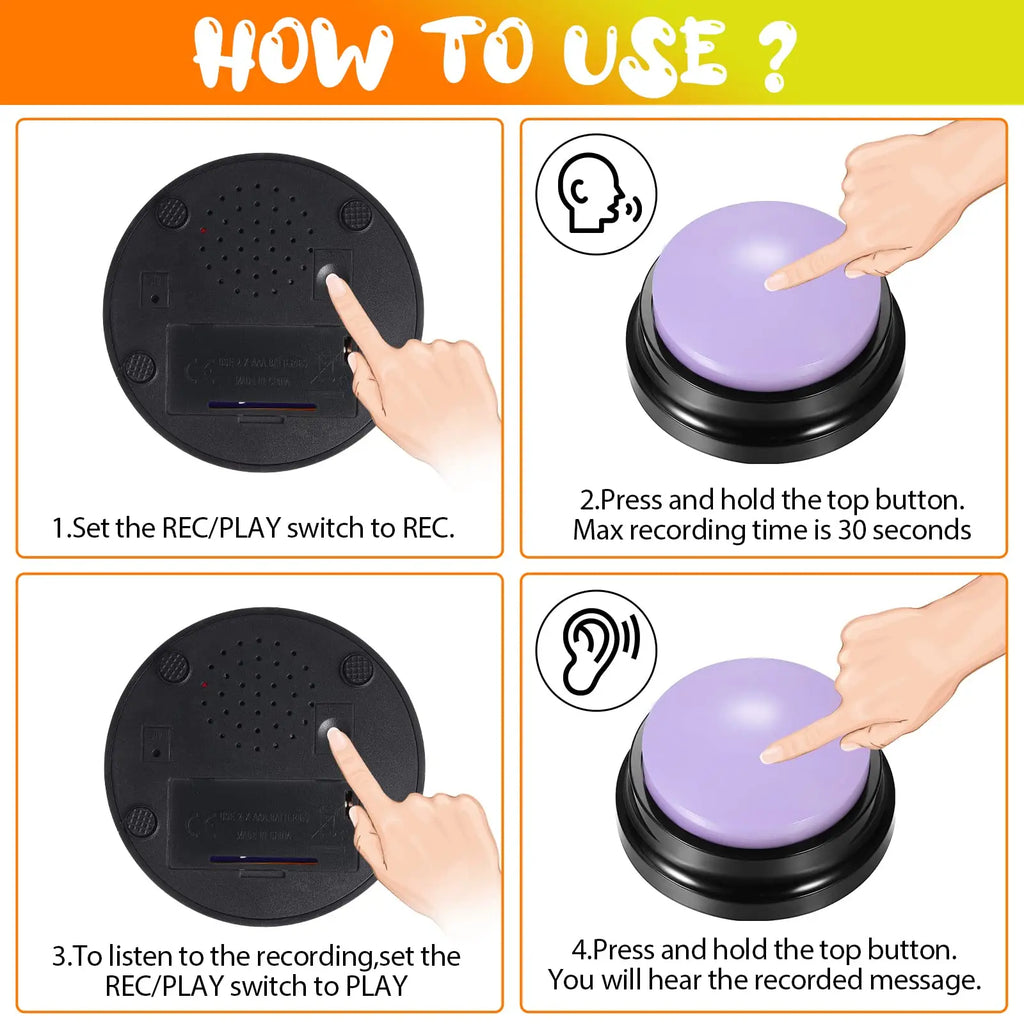 Pet Communication Button Dog Toys Recordable Pet Speaking Training Dog Talking Button Cute Claw Print Pattern Dog Accessories