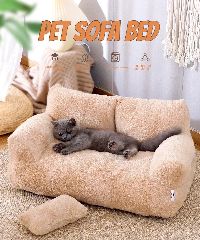 Universal Pet Bed for Winter Warm Cat Litter Sofa Bed Cushion Dog Kennel Large Supplies cat bed 【Send pillows】