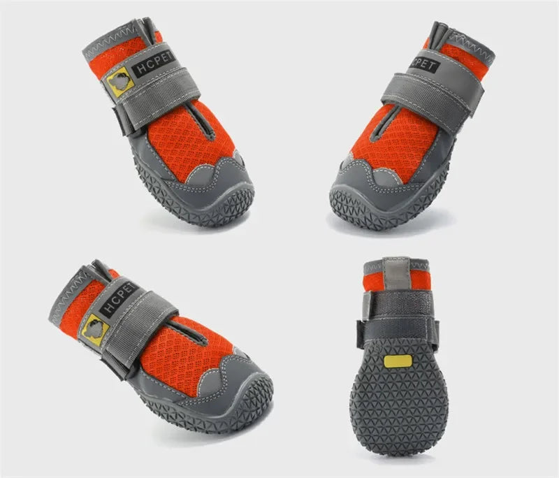 4Pcs/Set Dog Shoes for Large Dogs Breathable Professional Outdoor Dog Shoes Anti-Slip Durable Pet Shoes for Hiking Rubber Sole
