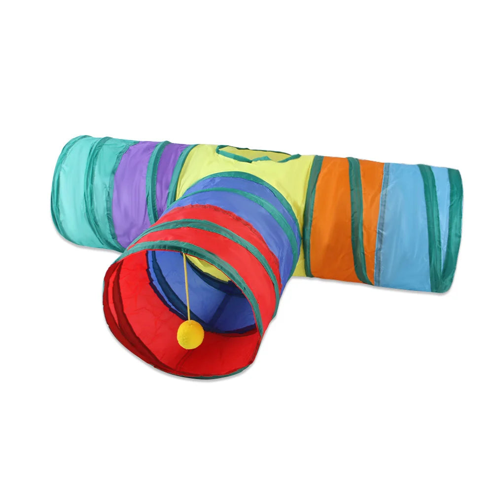 650g Rainbow Cat Toy Tunnel Playground Cats Scratching Running Interactive Teaser Toy Kittens Adult Cats